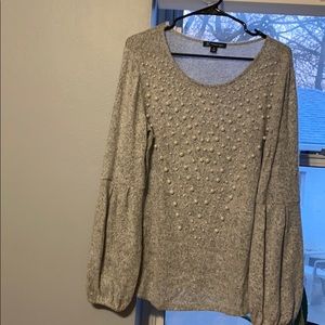 NWT- Medium Inc. grey sweater with faux pearls